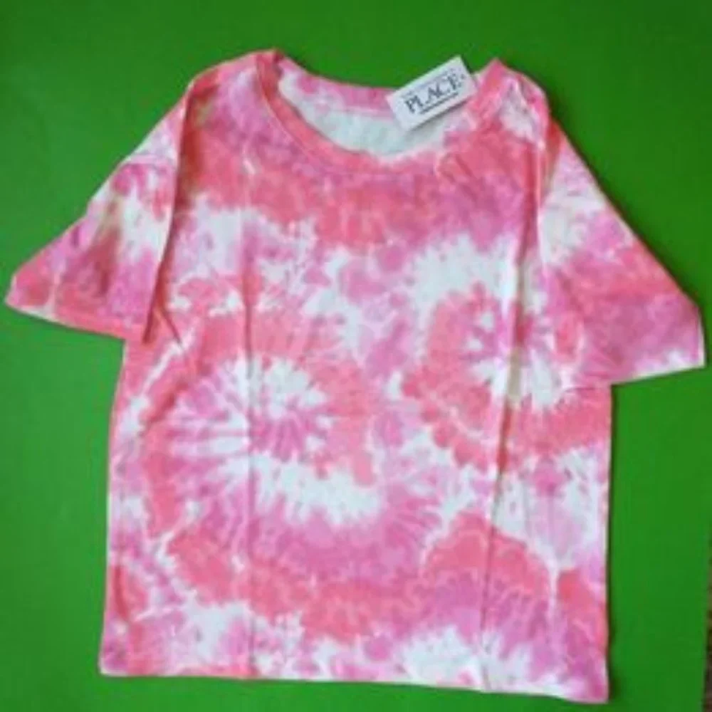 NEW Children's Place girls tie dye t shirt pink white size M (7/8) K-366